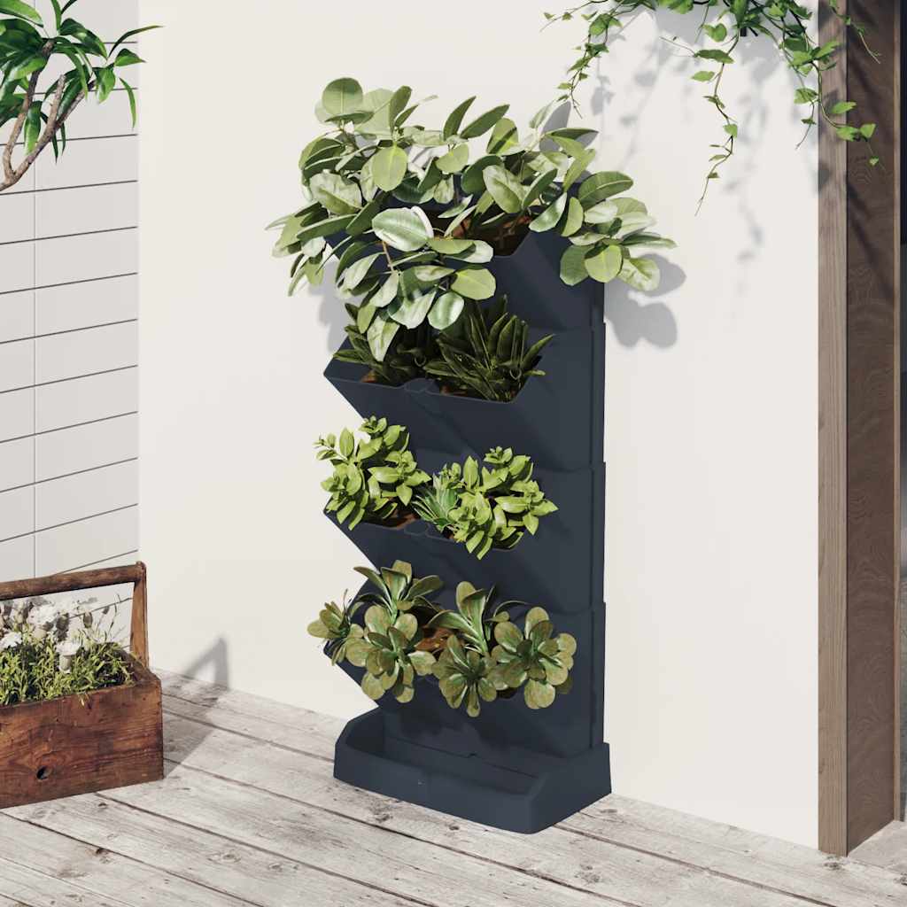 4-piece Vertical 19" x 8" Planter Set, Patio Planter, Layered Planter Outdoor Deck Plants, UV Weather Resistant Stacked Planter