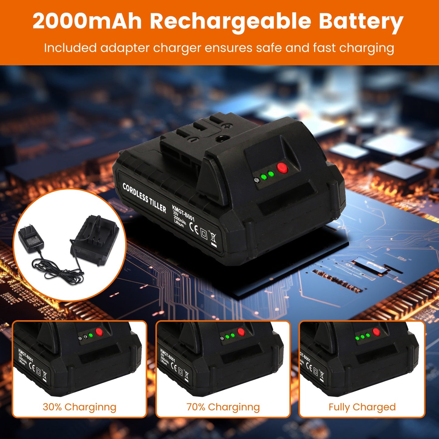 1 Set Cordless Electric Garden Tiller Cultivator With 20V Rechargeable Battery 3.93In Width 6.69In Depth 250RPM Max For Garden Yard Farm Lawn