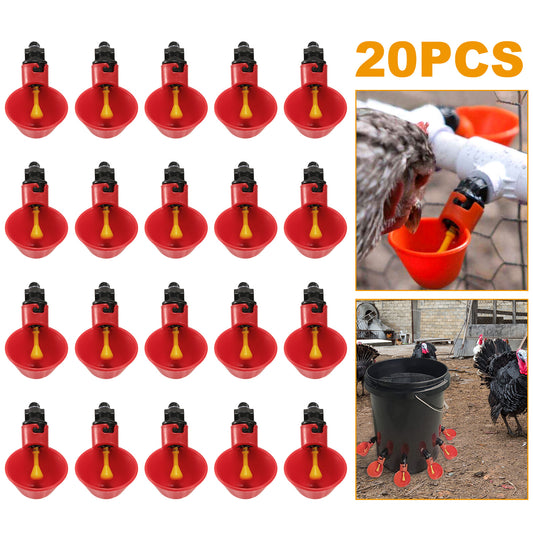 20 Pack Chicken Waterer Automatic Poultry Waterer Chicken Drinker Cups With Mounting Joint For Chicken Poultry