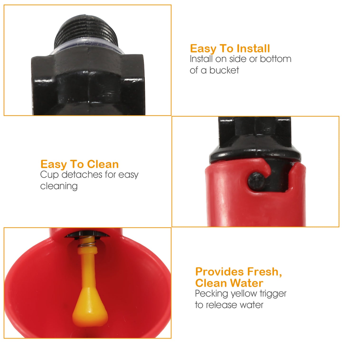 20 Pack Chicken Waterer Automatic Poultry Waterer Chicken Drinker Cups With Mounting Joint For Chicken Poultry