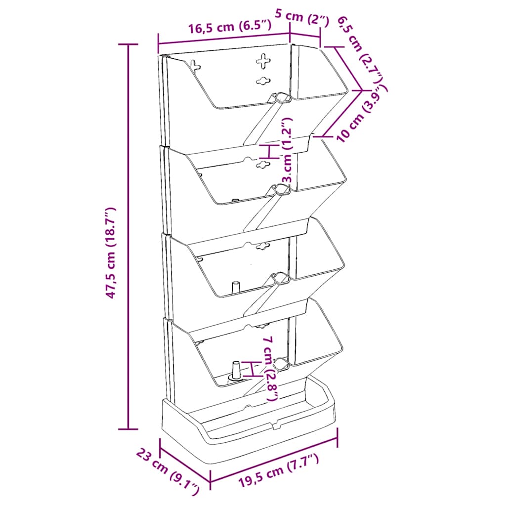 4-piece Vertical 19" x 8" Planter Set, Patio Planter, Layered Planter Outdoor Deck Plants, UV Weather Resistant Stacked Planter