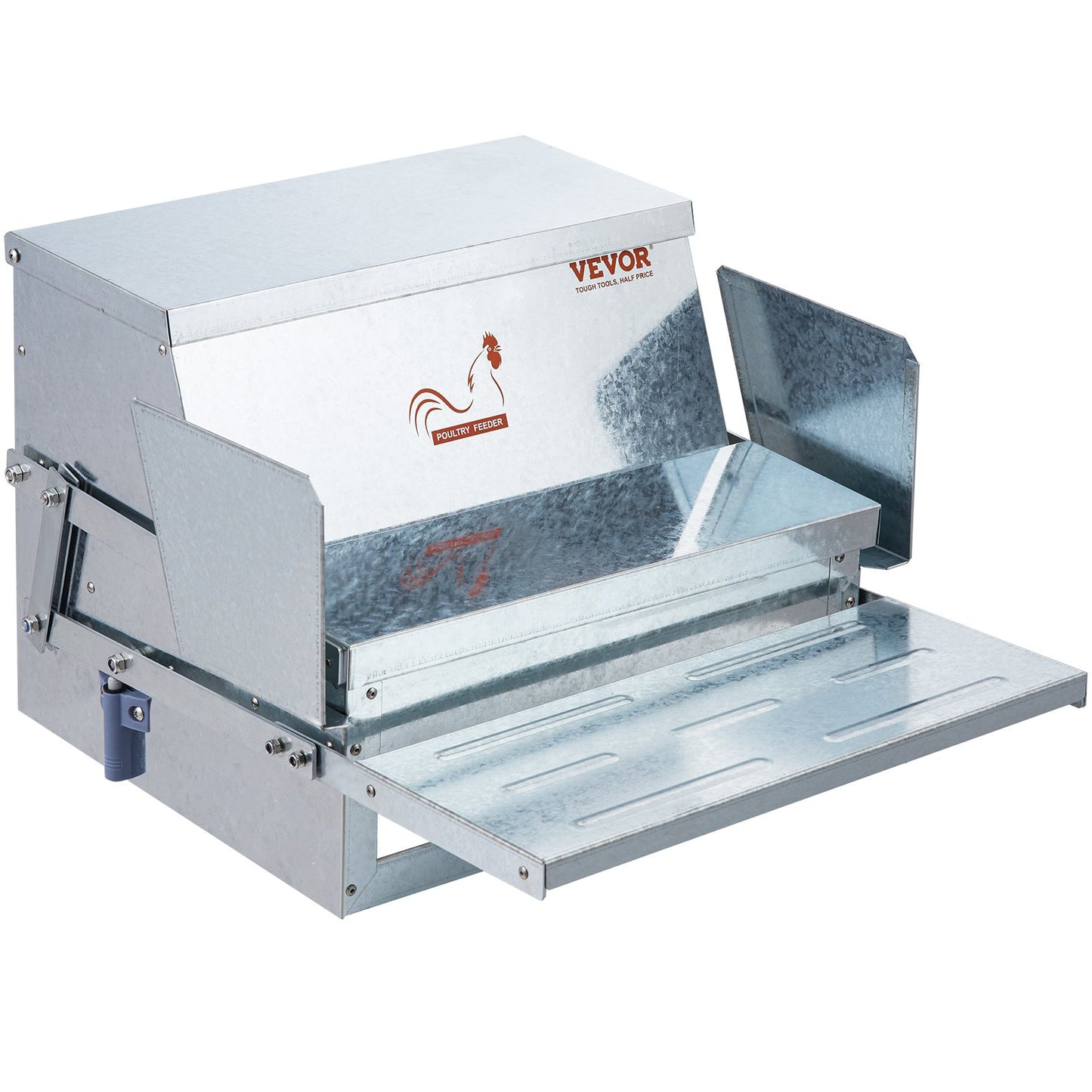 Vevor Automatic Chicken Feeder (25 lb) — Galvanized Treadle Feeder w/ Magnetic Lock, Feeds ~10 Chickens ~11 Days