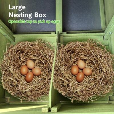 11.12 Ft Large Wooden Chicken Coop With 2 Free Range Doors  2 Nesting Boxes Perch Outdoor Hen House Poultry Cage