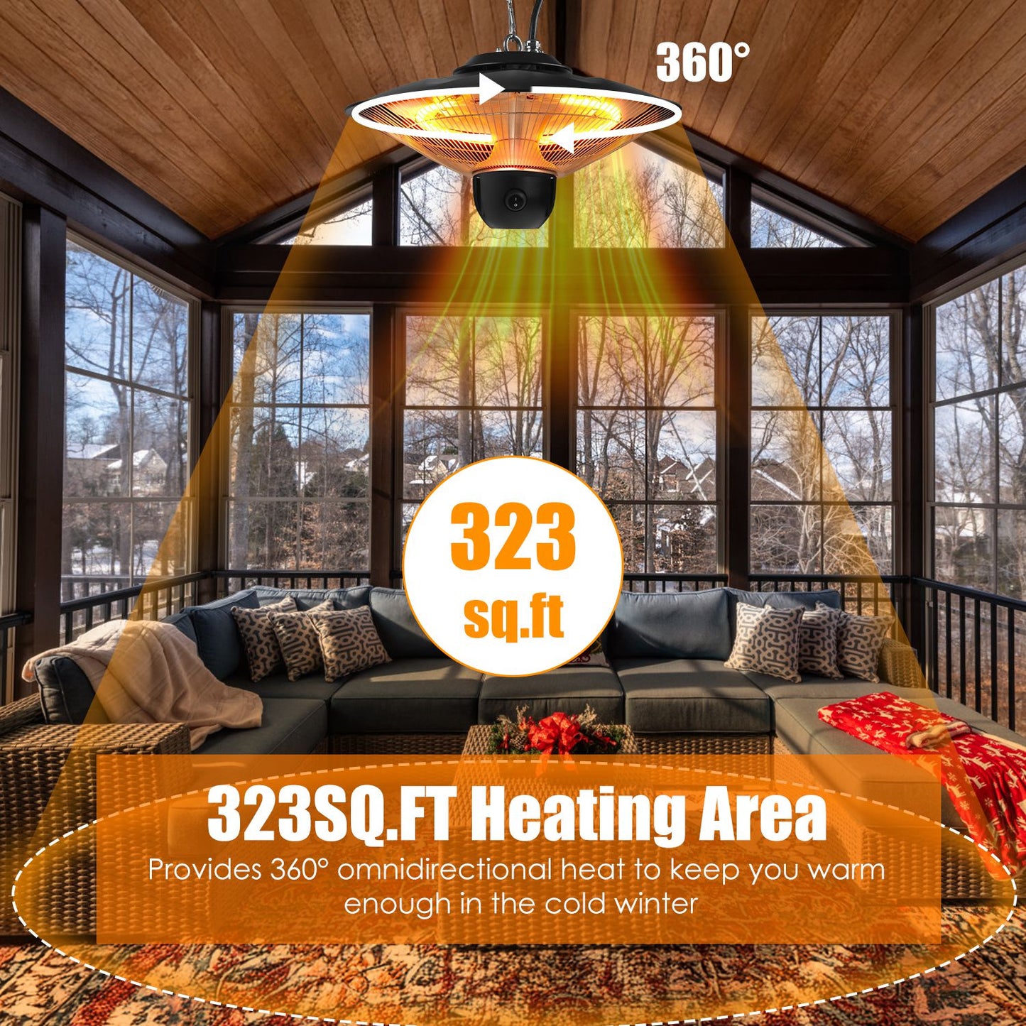 323 sq ft heating area hanging heater