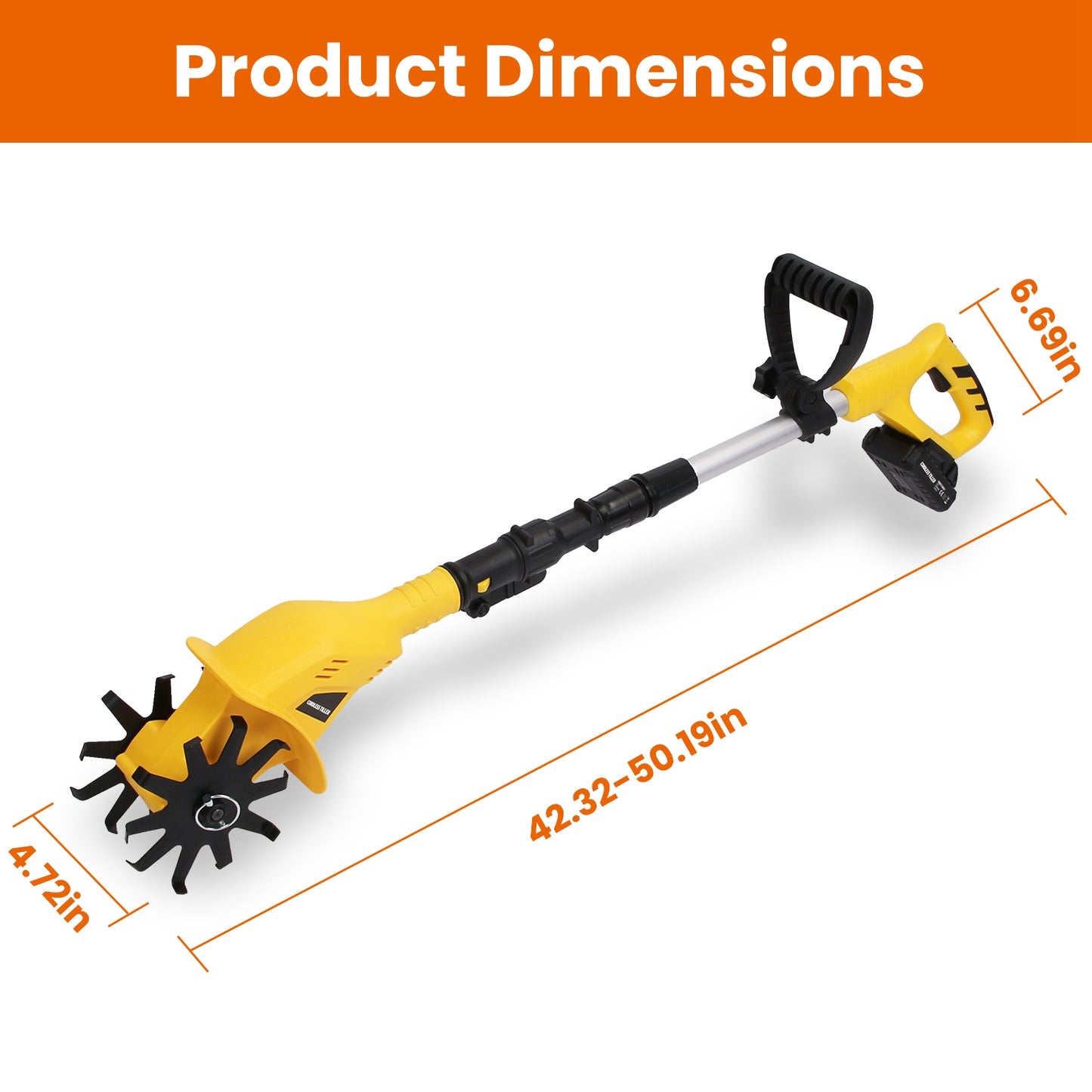 1 Set Cordless Electric Garden Tiller Cultivator With 20V Rechargeable Battery 3.93In Width 6.69In Depth 250RPM Max For Garden Yard Farm Lawn