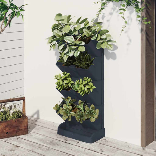 4-piece Vertical 19" x 8" Planter Set, Patio Planter, Layered Planter Outdoor Deck Plants, UV Weather Resistant Stacked Planter