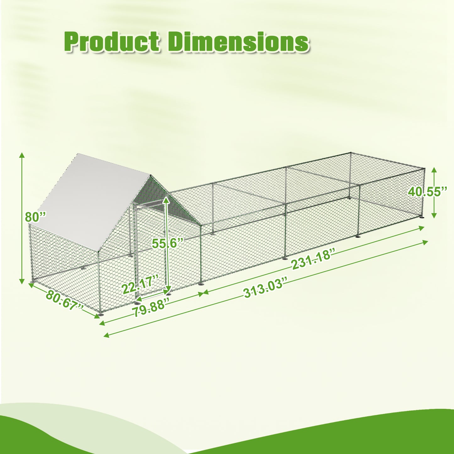 Metal Chicken Coop,Walk-in Chicken Run,Poultry Chicken Hen Pen Cage,Rabbits Duck Cages,With Cover